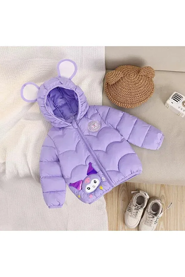 Детское зимнее пальто для девочек с принтом Kuromi Lighted Puffer Jacket Melisam.Msg, Lilac