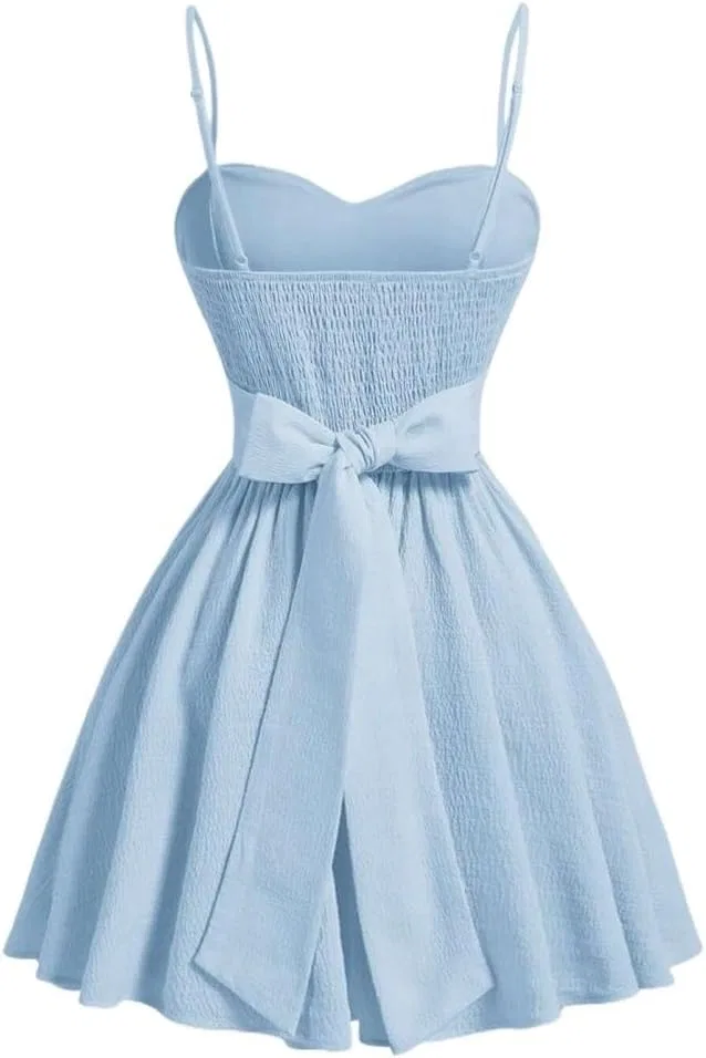 Женское летнее платье-комбинация с открытой спиной Colorblock, Blue