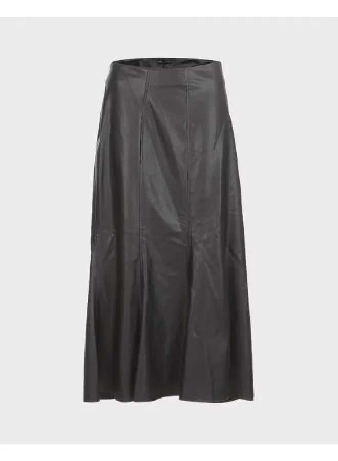 Юбка миди из мягкой экокожи Zara, черный