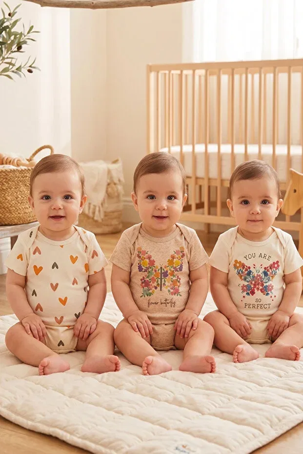 Детское боди для новорожденных с длинным рукавом Kelebek Mahfel, Ecru-Heart Patterned — фото 2
