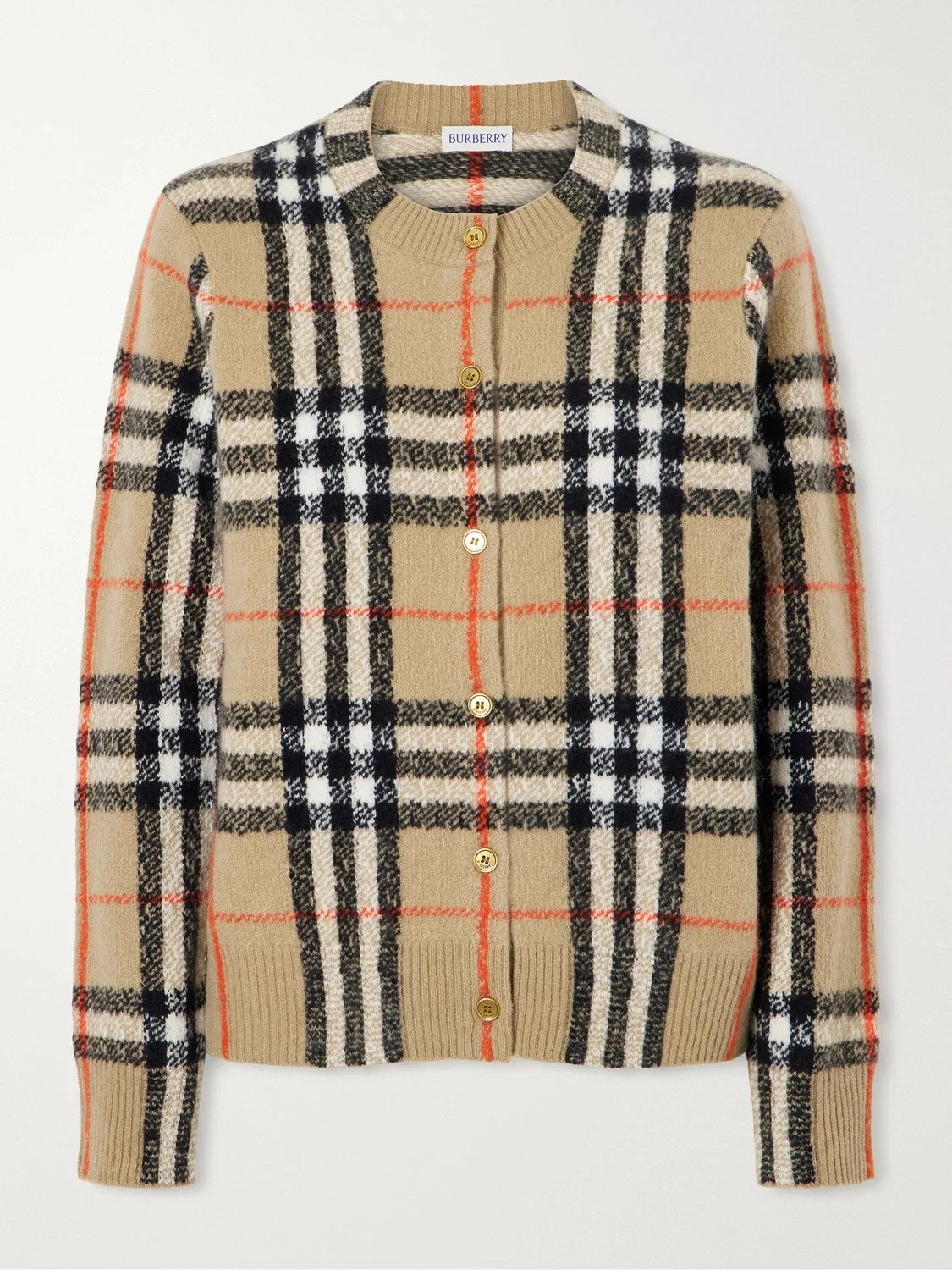 Кашемировый кардиган в клетку BURBERRY, бежевый