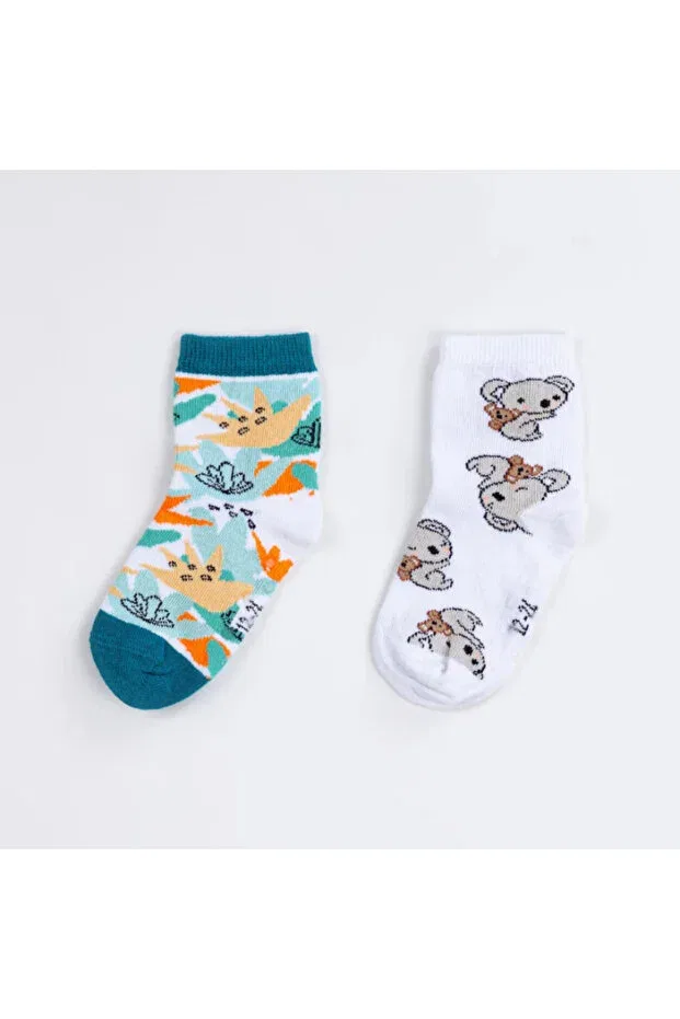 Детские носки для новорожденных с принтом Organic 2-piece baby socks Kidzee, Colored