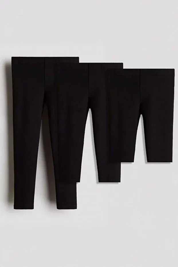 Детский комплект леггинсов для девочек хлопковый Perendi, Black