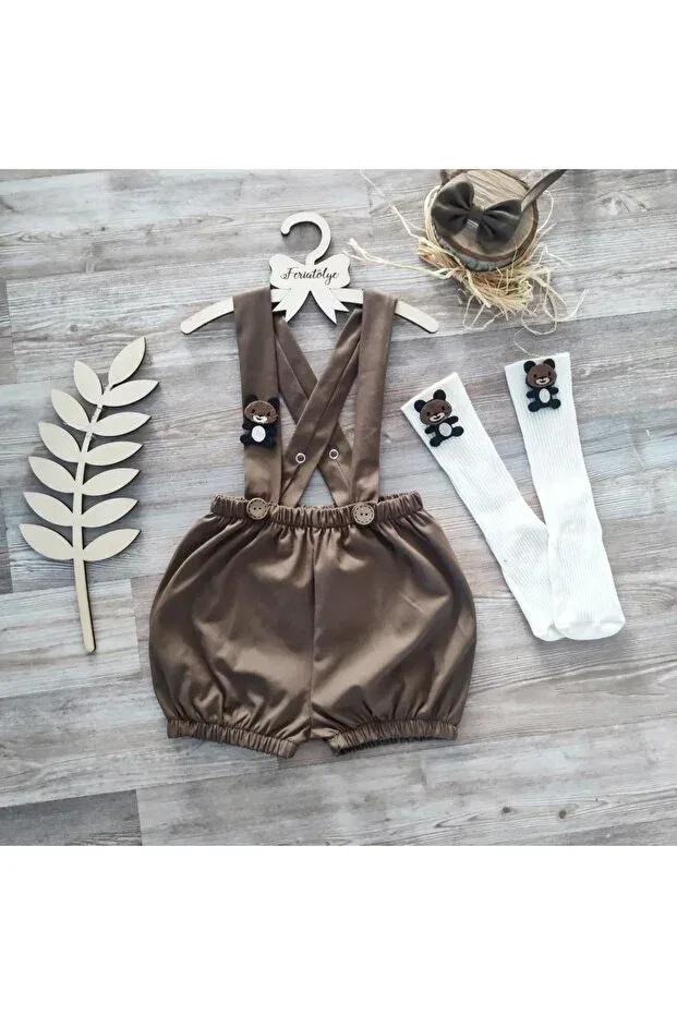 Детский комбинезон для мальчиков хлопковый Teddy Bear Concept Cake Blast Costume Baby Boy Swimsuit Feriatolye, Brown