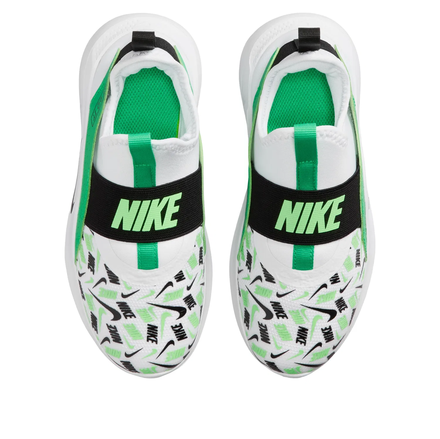 Детские кроссовки с сетчатым верхом Flex Runner 'White Green Spark' Nike, White/Green Spark/Illusion Green/Black — фото 3
