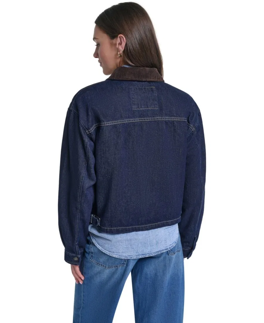 Женская куртка-бомбер из хлопка с вельветовым воротником Levi's, Rinse Wash — фото 3