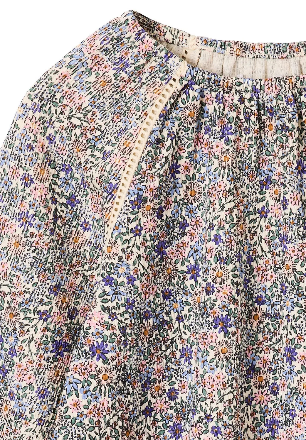 Langarmbluse mädchen, crinkle-jersey - long sleevet top Vertbaudet, Wollweiß — фото 3