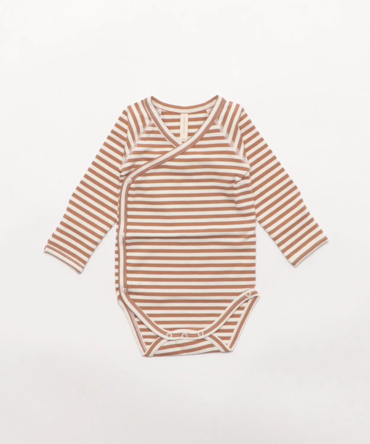 Детский боди-комбинезон с длинным рукавомCinnamon-Stripe Quincy Mae, Белый/Коричневый