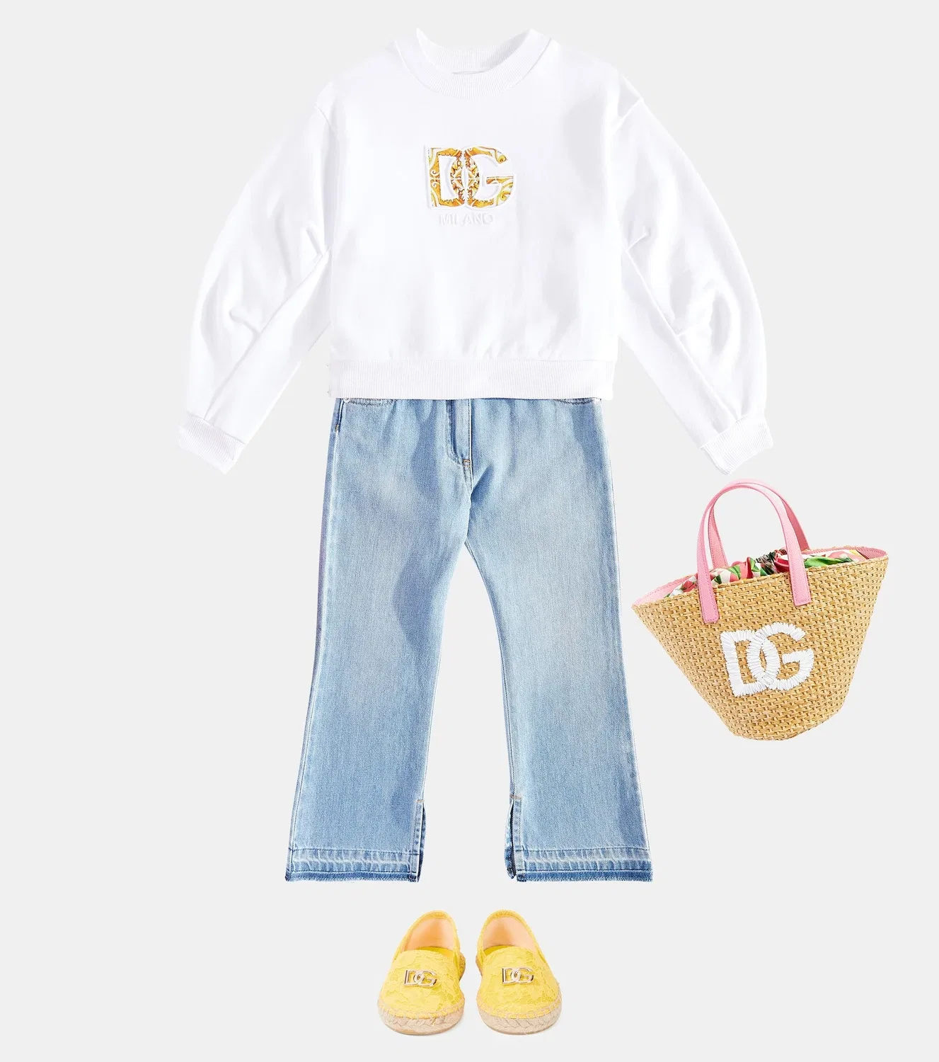 Расклешенные джинсы с логотипом Dolce&Gabbana Kids, синий — фото 2