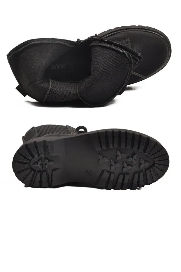 Детские ботинки для девочек с начесом Tuno 07 black emerald Ayk'S, Black-Emerald — фото 4