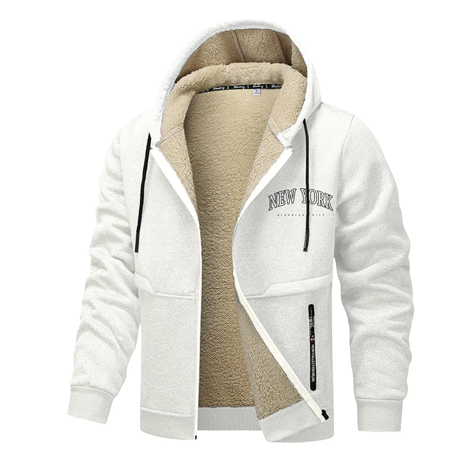 Мужская куртка из флиса с принтом Letter Print, 2-white
