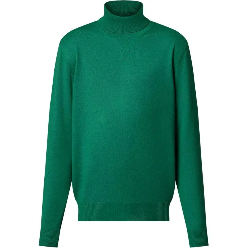 Мужской кашемировый свитер с водолазкой Lv Embossed LOUIS VUITTON, Green