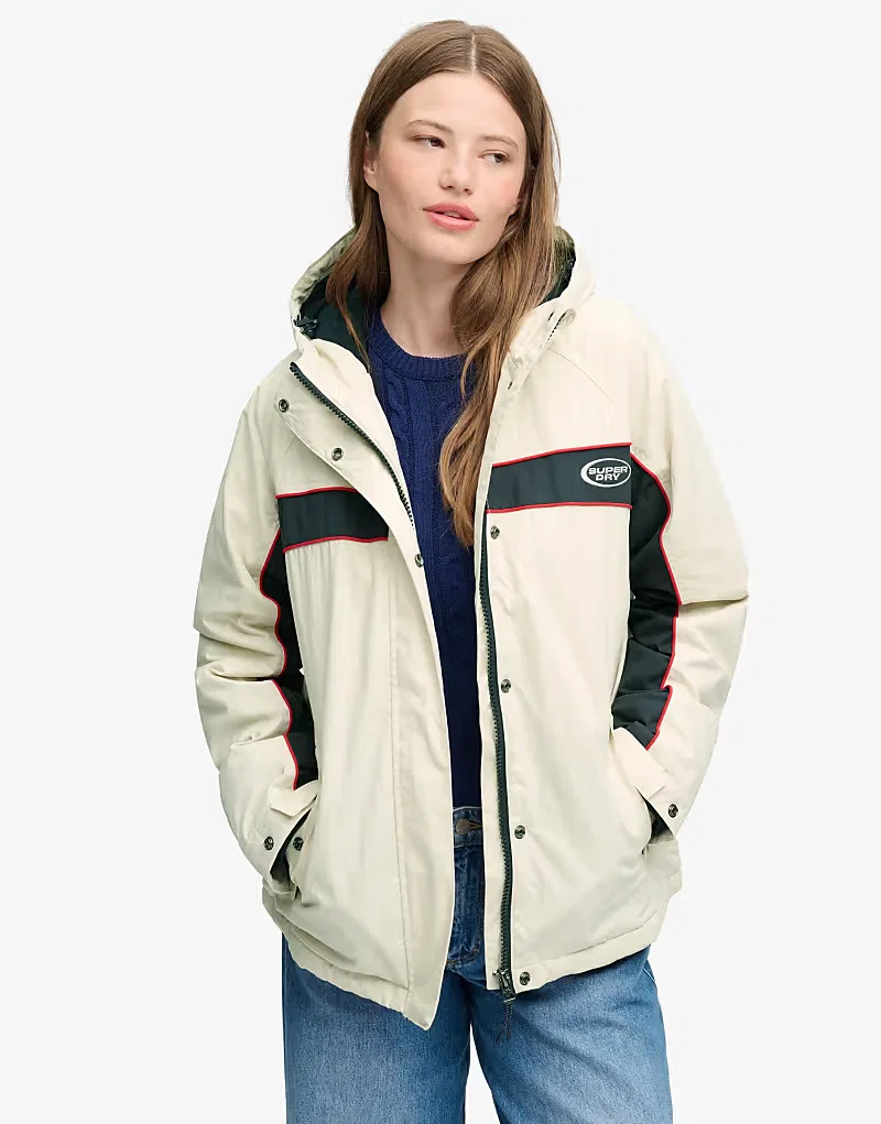 Ветровка Superdry Vintage с капюшоном, серый, идеально подходит для дождливой погоды