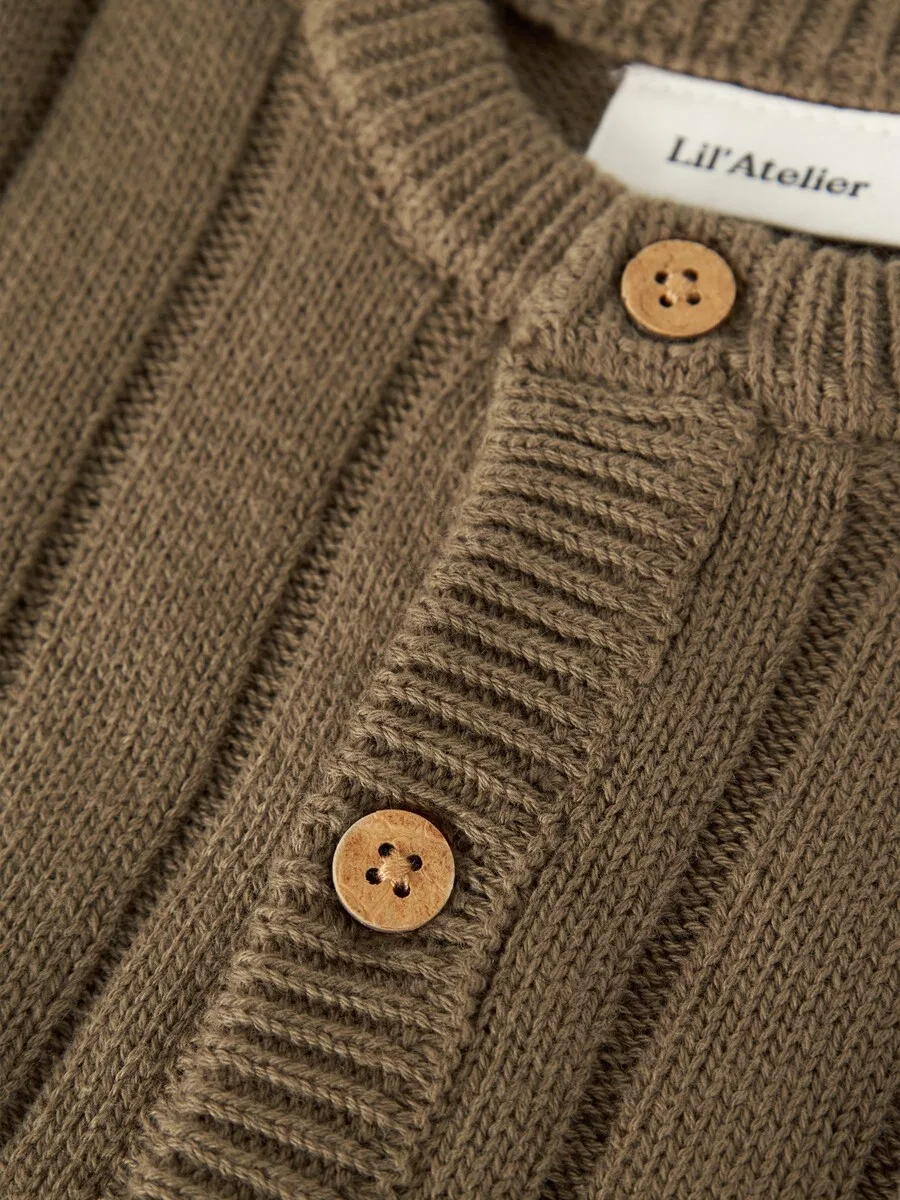 Вязаный кардиган Lil'Atelier зеленого цвета — фото 3