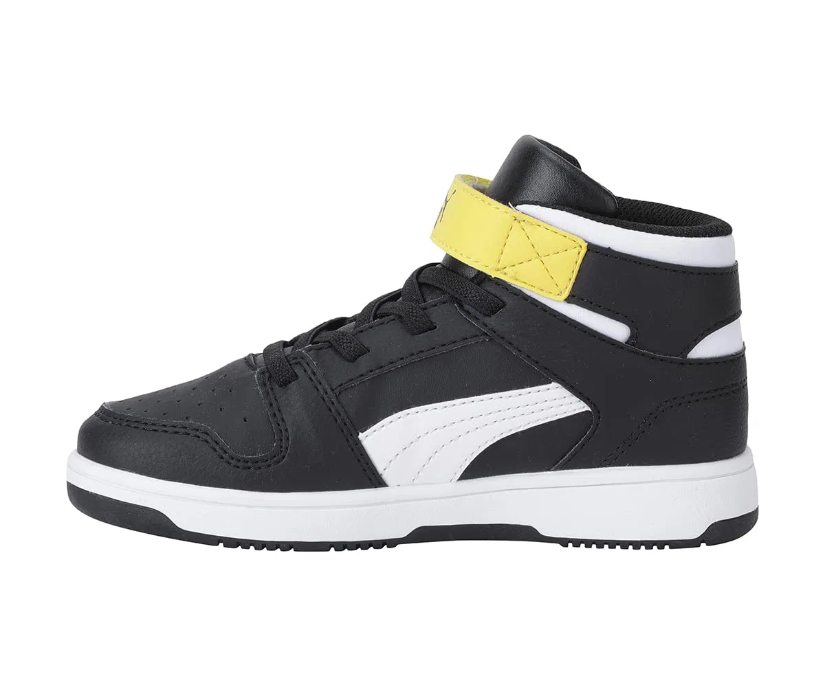 Детские кроссовки для мальчиков с высокой посадкой Rebound Layup Sl V Ps PUMA, Black PUMA Black PUMA White Dandelion — фото 3