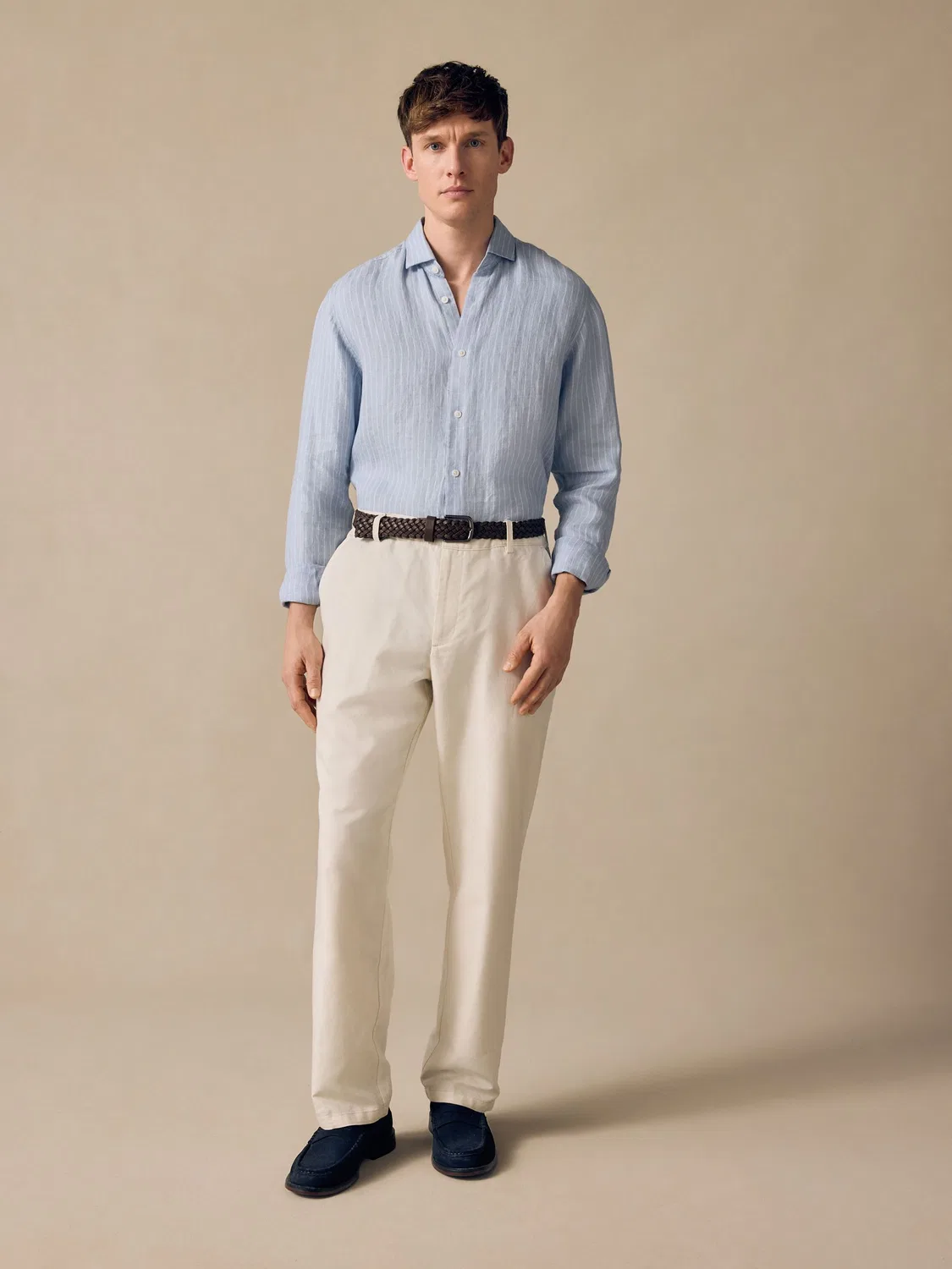 Брюки из льна и хлопка Regular Fit Next, экрю — фото 2