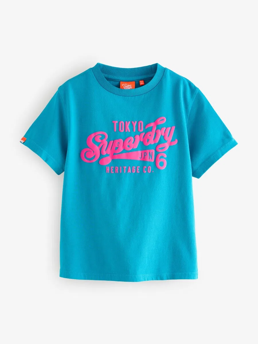 Спортивная футболка Superdry & Co в синем, розовом и белом цветах — фото 3