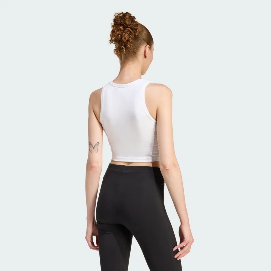 Спортивный топ с наполнителем Essentials 3-Stripes Padded Tank adidas, Черный — фото 2