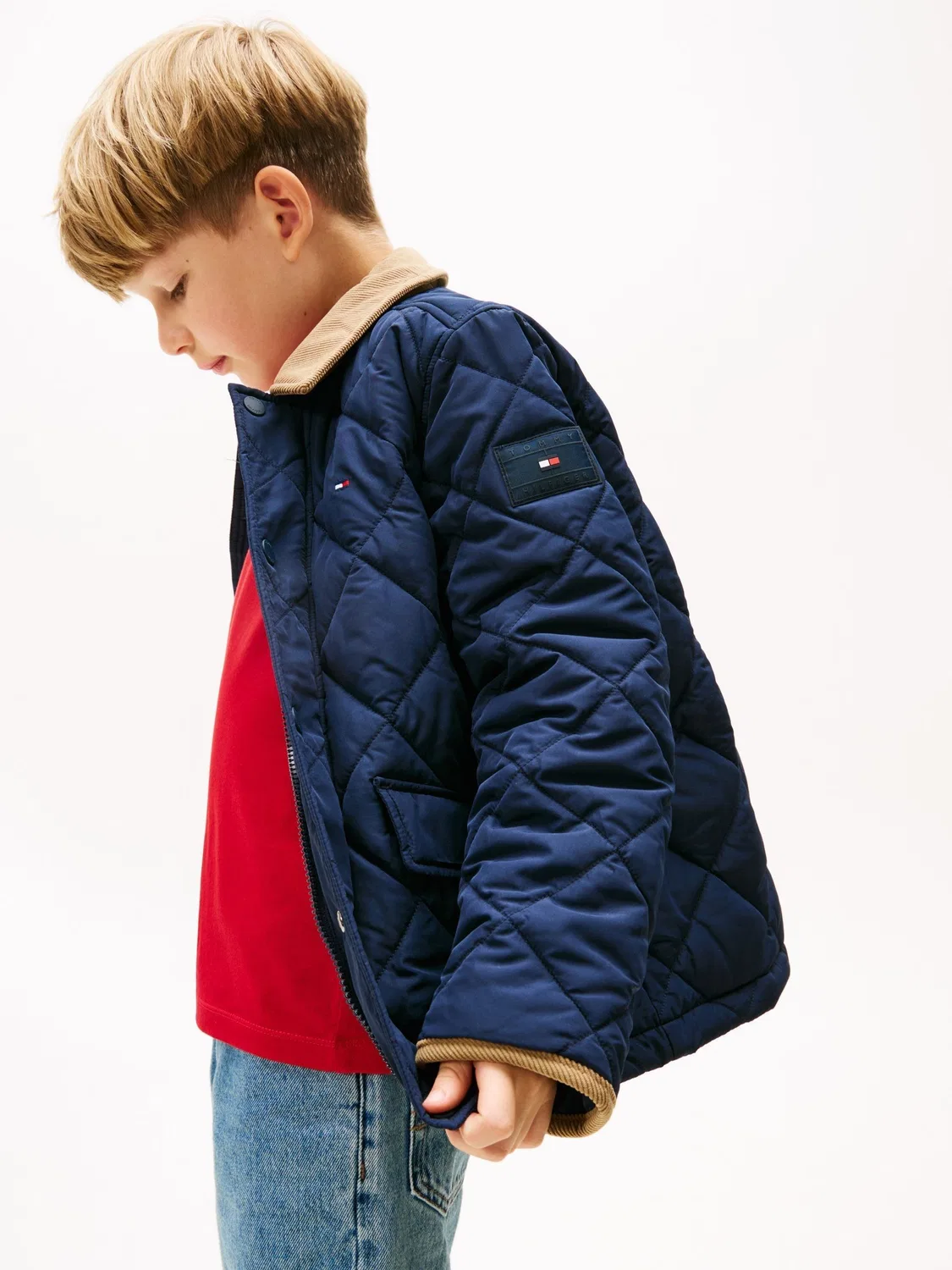 Куртка стеганая с контрастным воротником Tommy Hilfiger, синяя — фото 4