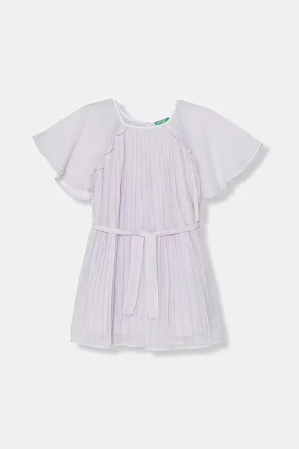 Плиссированное платье мини United Colors of Benetton, фиолетовый