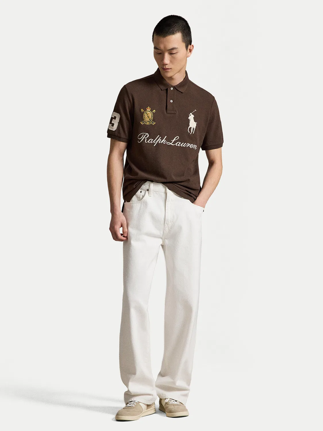 Мужское поло стандартного кроя Polo Ralph Lauren, коричневый — фото 2