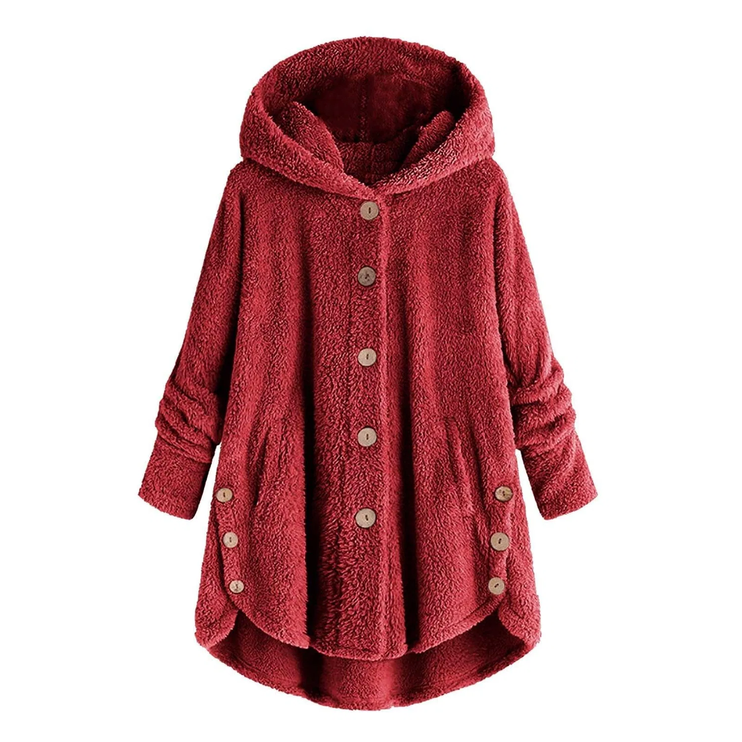 Женская куртка из флиса с длинным рукавом, Red