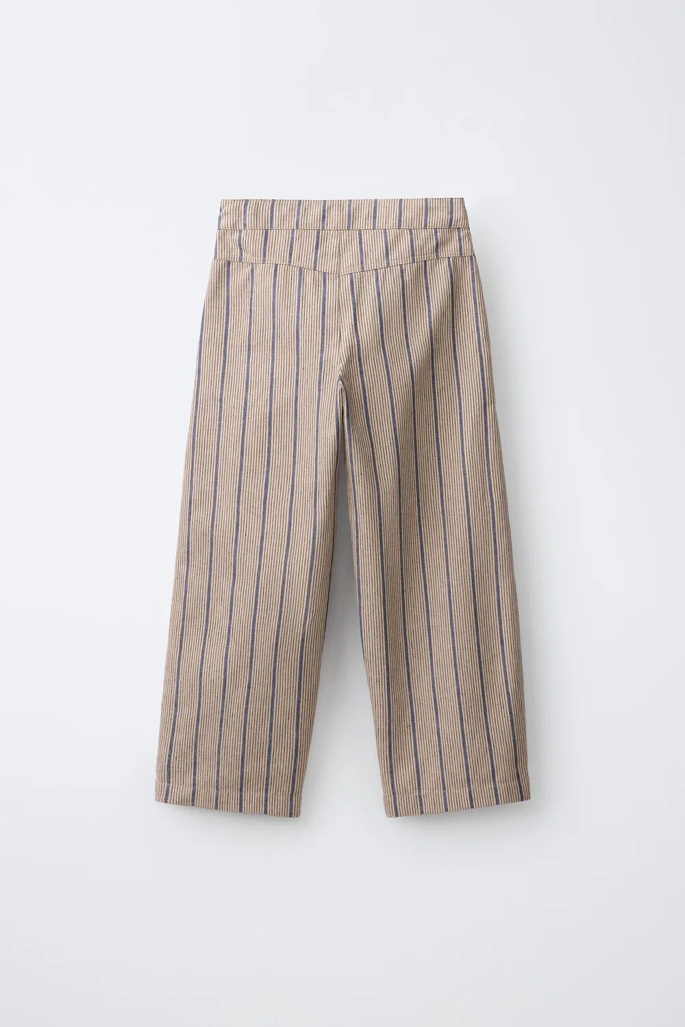 Полосатые брюки-баллоны из льняной смеси ZARA, Ecru/Blue — фото 2