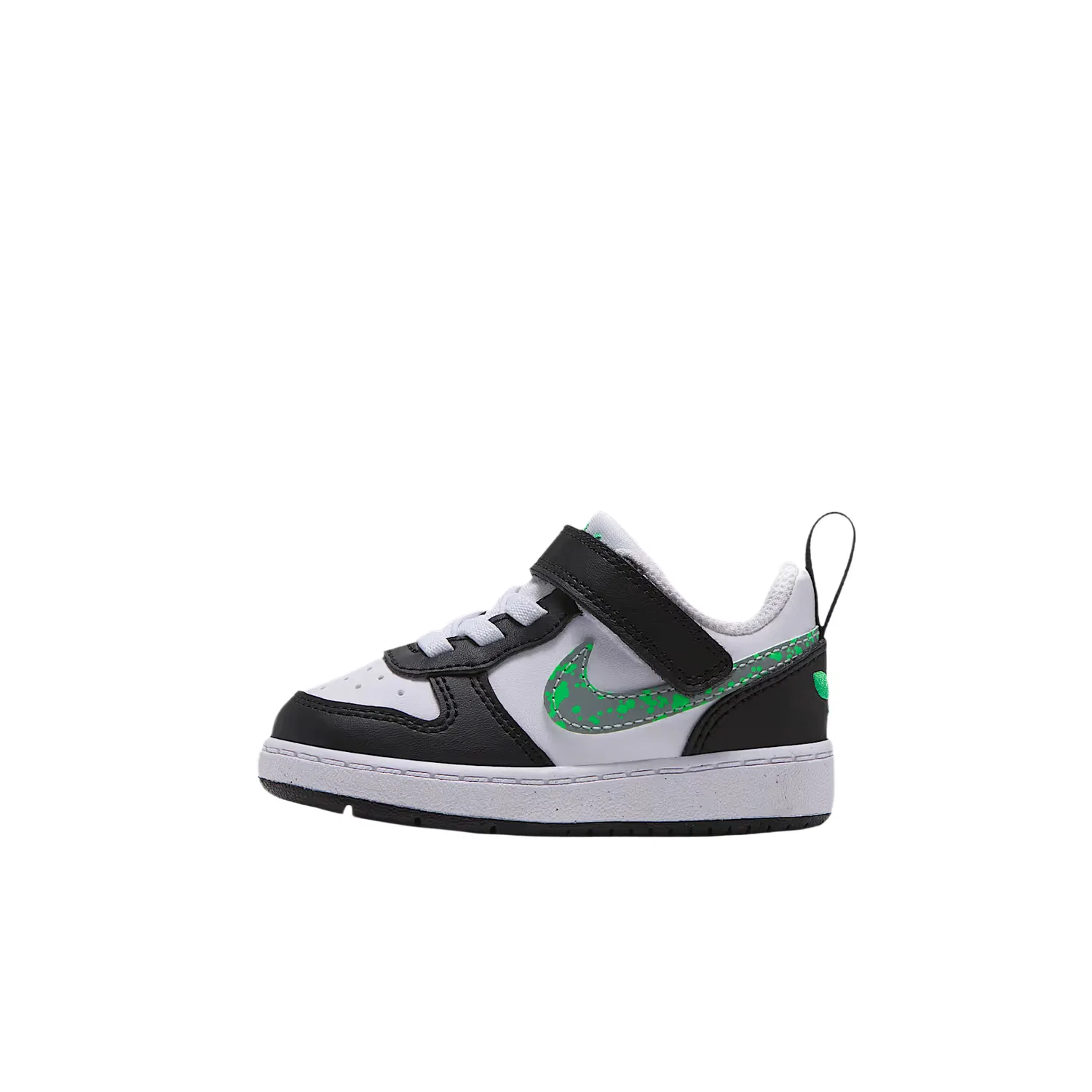 Детские кроссовки для мальчиков Nike Court Borough, White/Black/Bright Green/Metallic Silver
