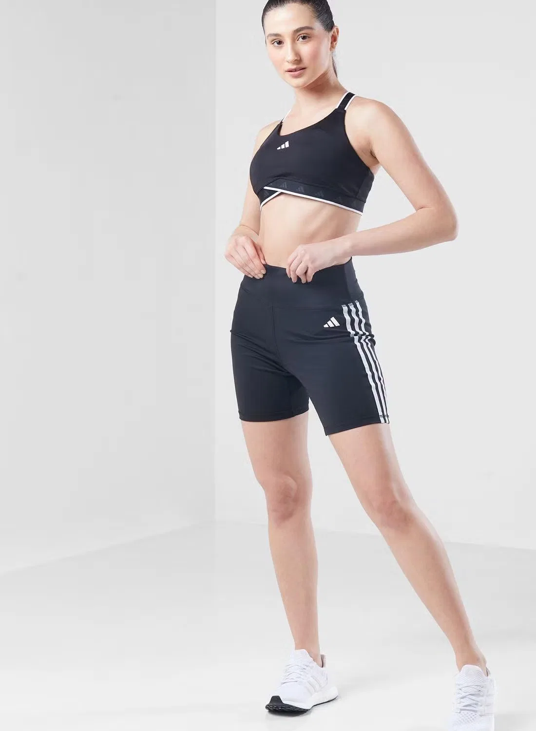Леггинсы с высокой посадкой Workout Essentials 3-Stripes Adidas, черный — фото 4