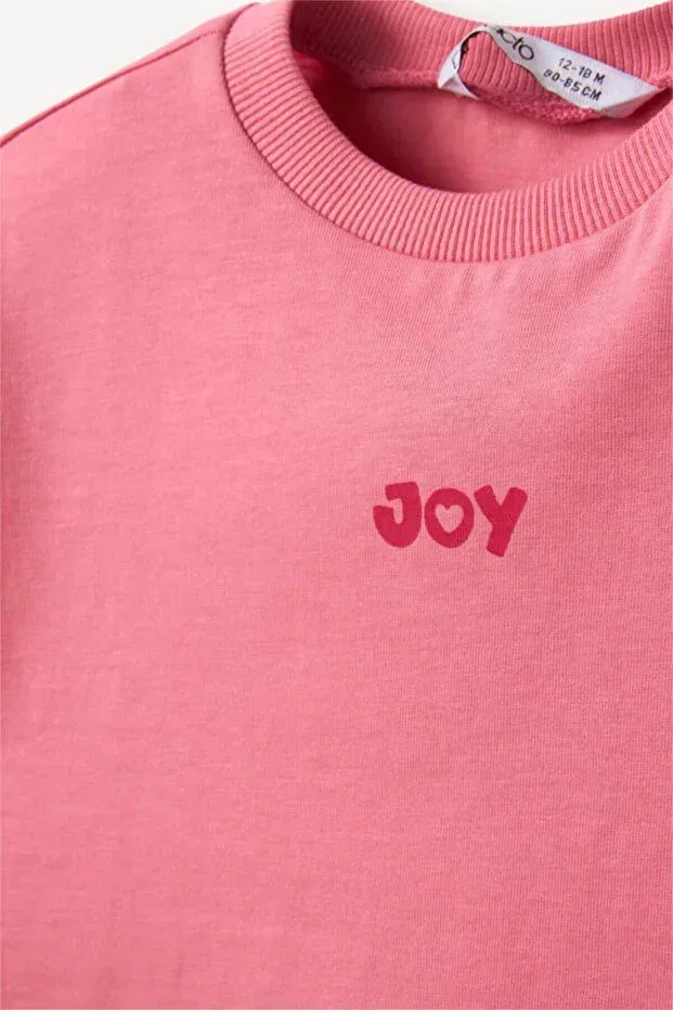 Детская футболка для девочек с принтом 100% Cotton Printed T-Shirt Baby Girl Defacto, Pink-pn280 — фото 2