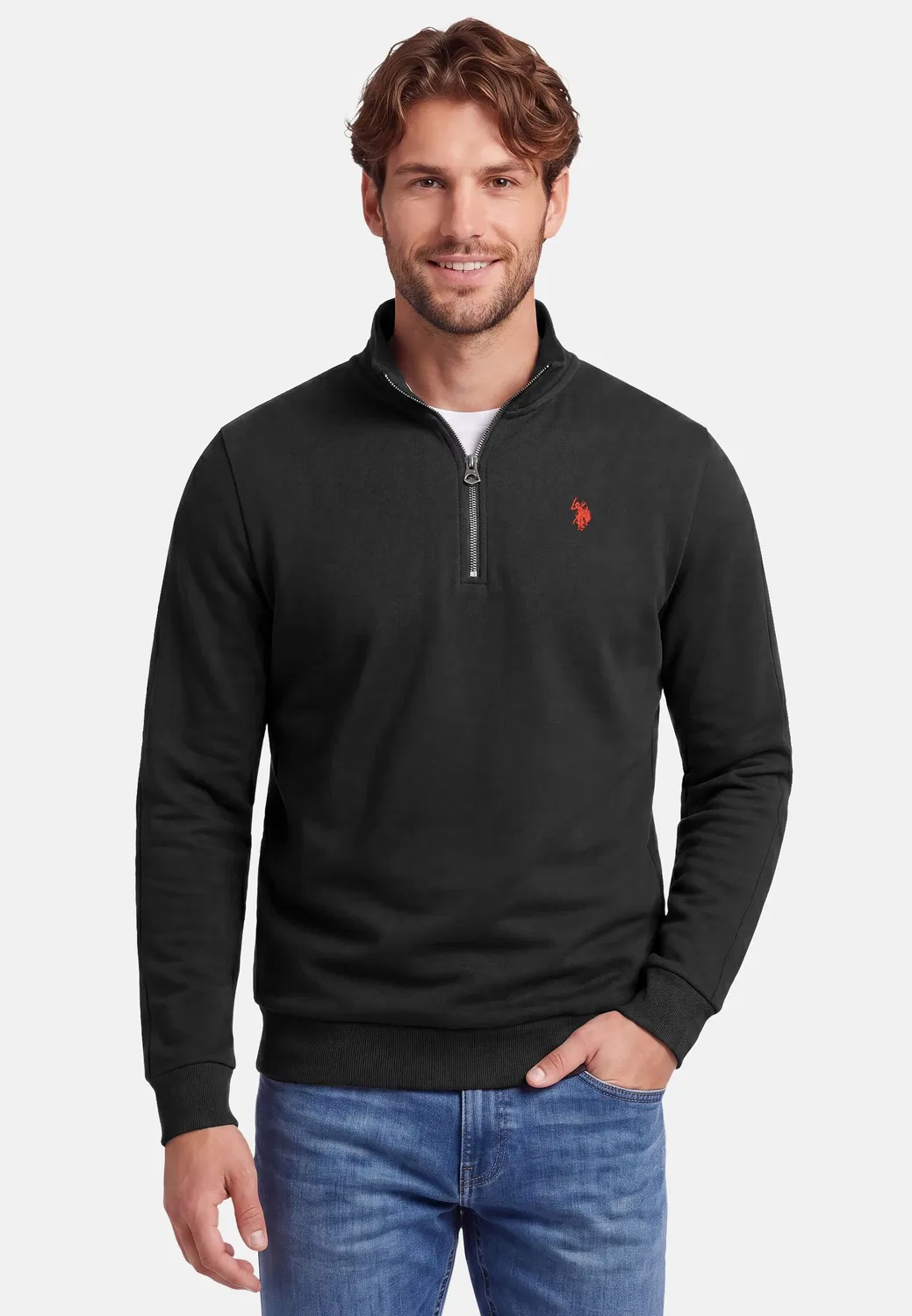 Мужской свитер с полузастежкой Half Zip U.S. Polo Assn., Black