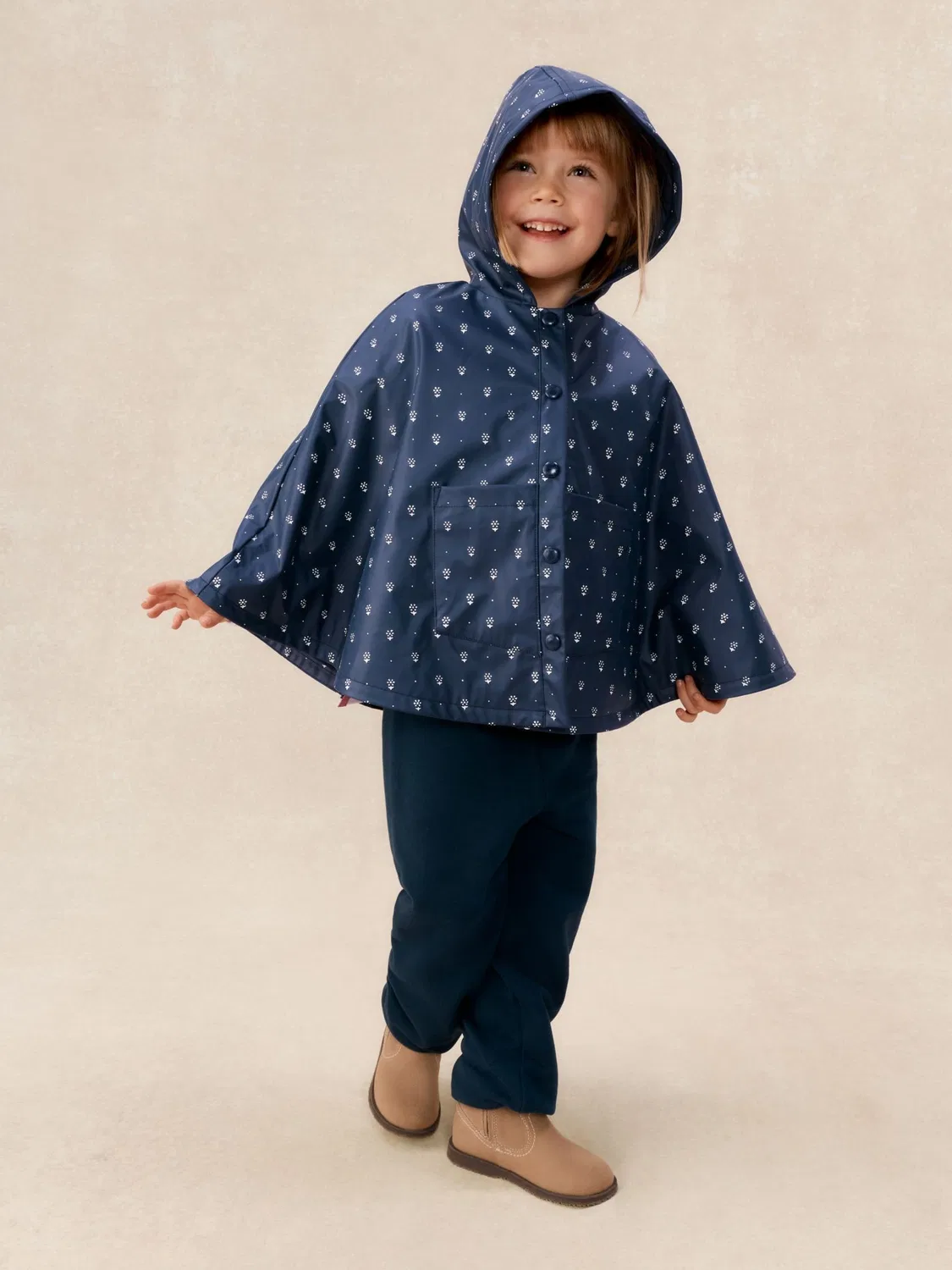 Дождевик с капюшоном Daisy Rain Poncho The White Company, синий