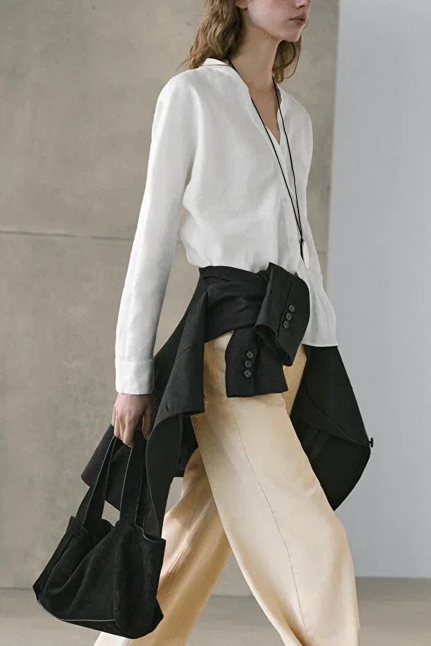 Женская рубашка льняная Massimo Dutti, White — фото 3