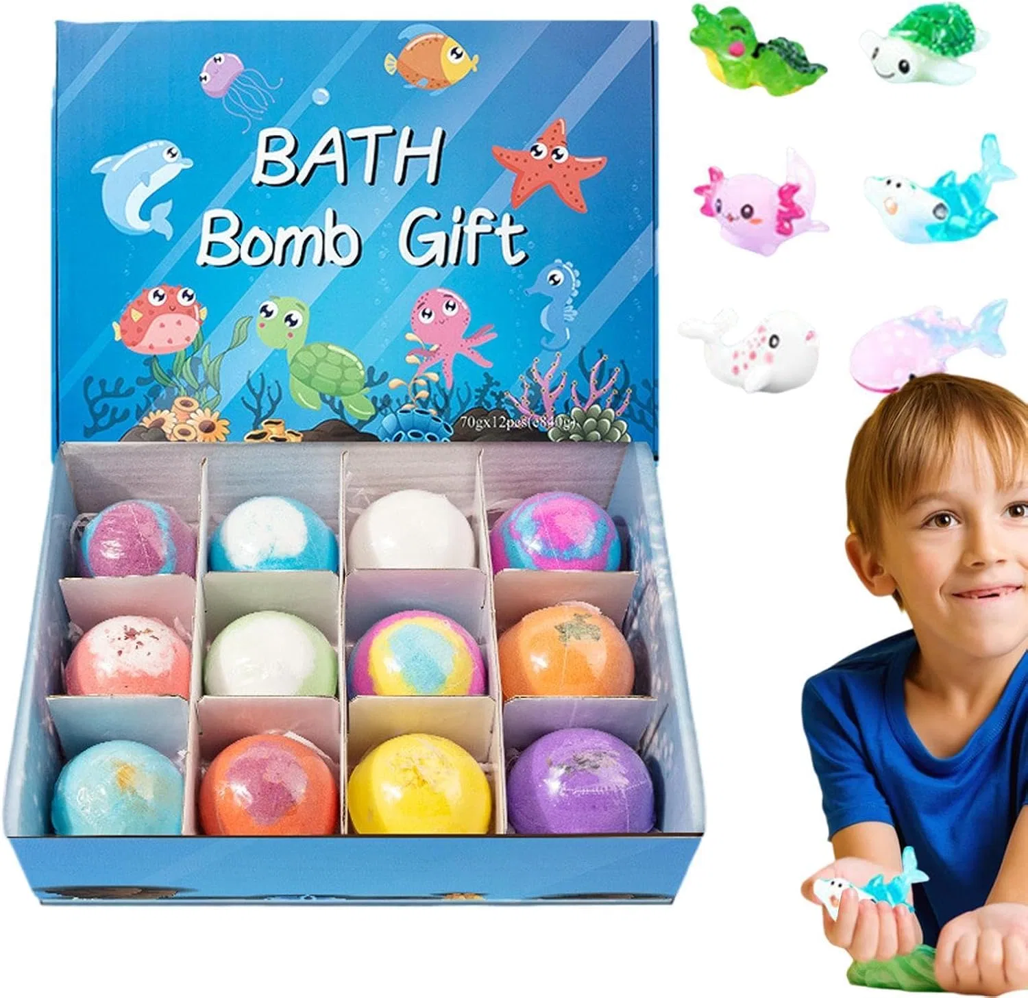Набор детских бомбочек для ванны с игрушками, 12 шт, Uhngw, Oceans