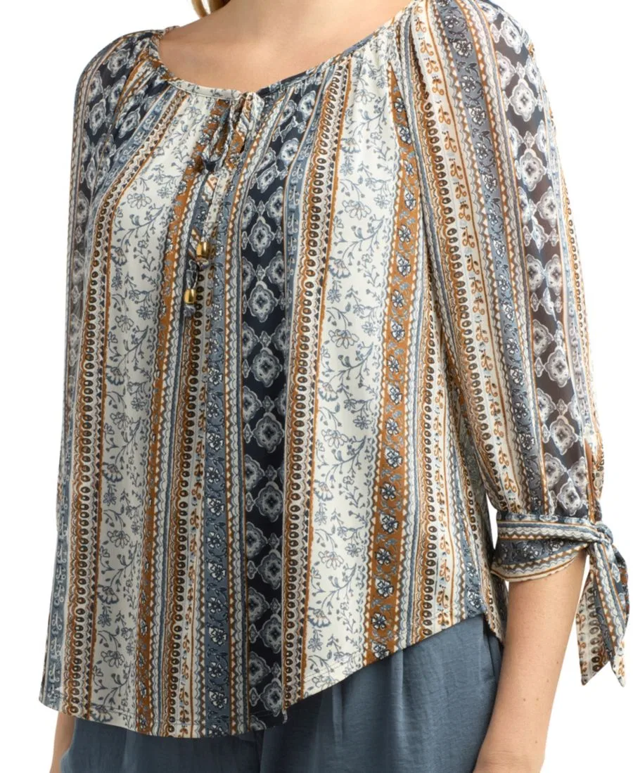 Блуза-крестьянка с принтом, Juniors' Printed Mesh Peasant Top BCX, Pat D — фото 3