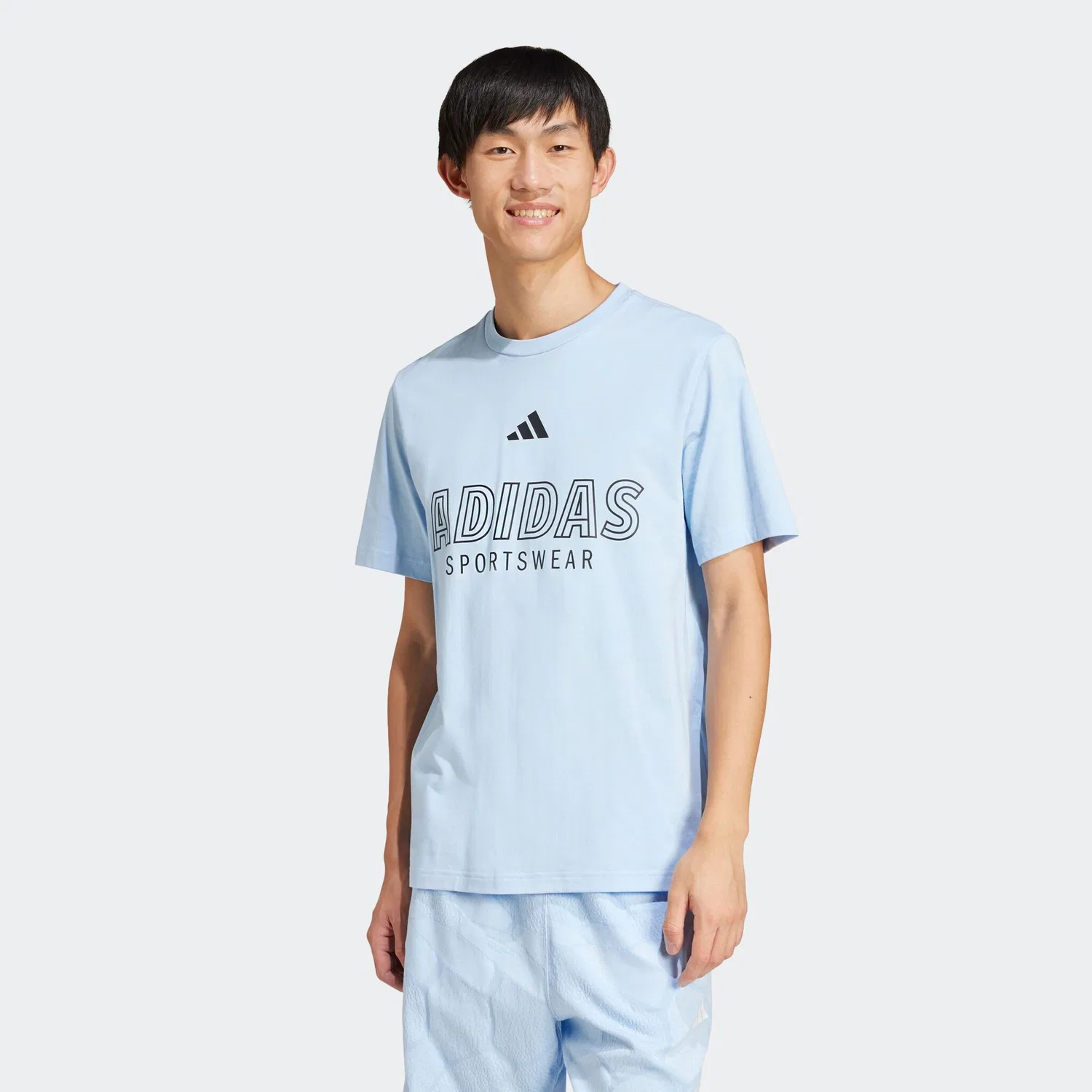 Детская футболка с принтом Adidas Sportswear, Glow Blue — фото 2