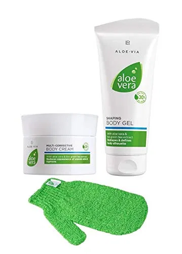 Тонизирующий набор Corrective Body Cream 200 мл + Shaping Body Gel 200 мл + Shower Glove, LR Health, Алоэ Вера