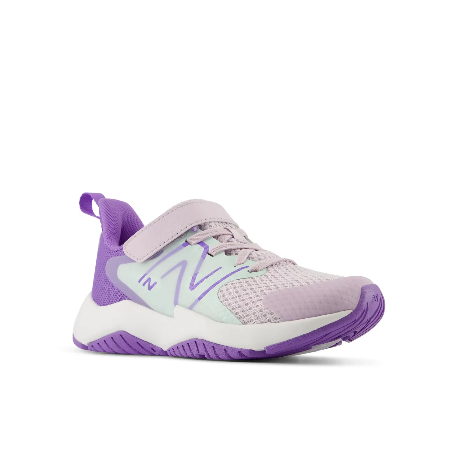 Детские кроссовки на липучке с дышащей сеткой RAV v2 Hook & Loop New Balance, Taro With Cosmic Jade And Violet Crush — фото 2