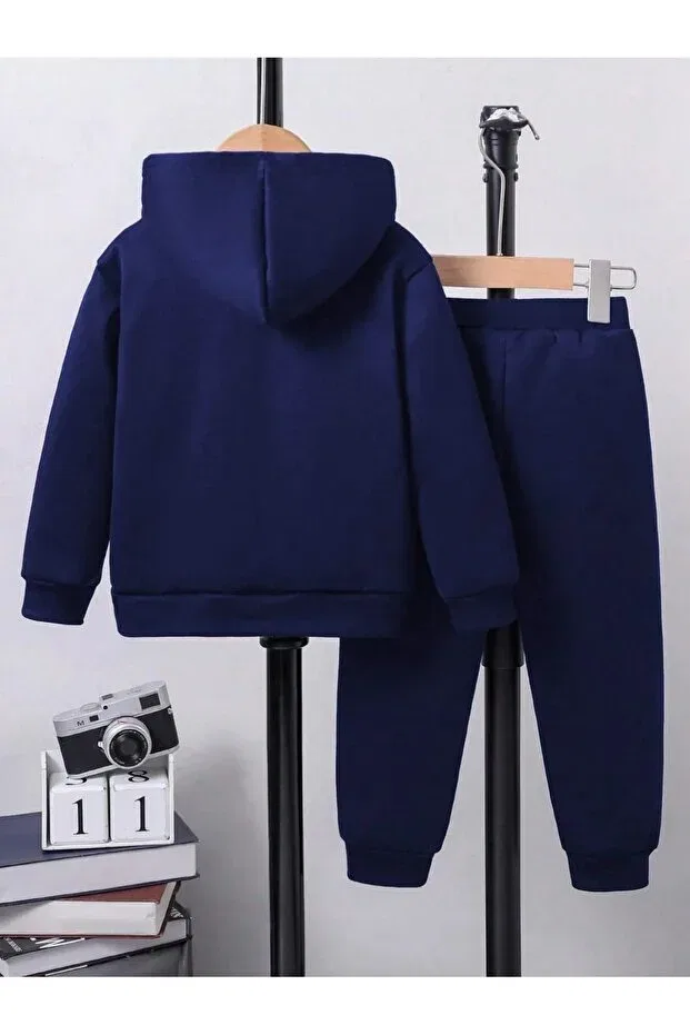 Детский комплект спортивного костюма с принтом Cow Cute Beret Ss Sinser, Navy Blue — фото 3