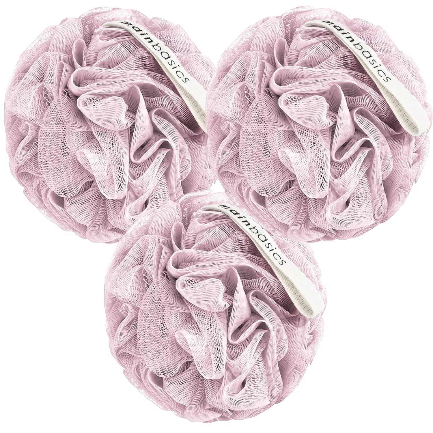 Мочалка для душа MainBasics, набор 3 шт, Perfectly Pink