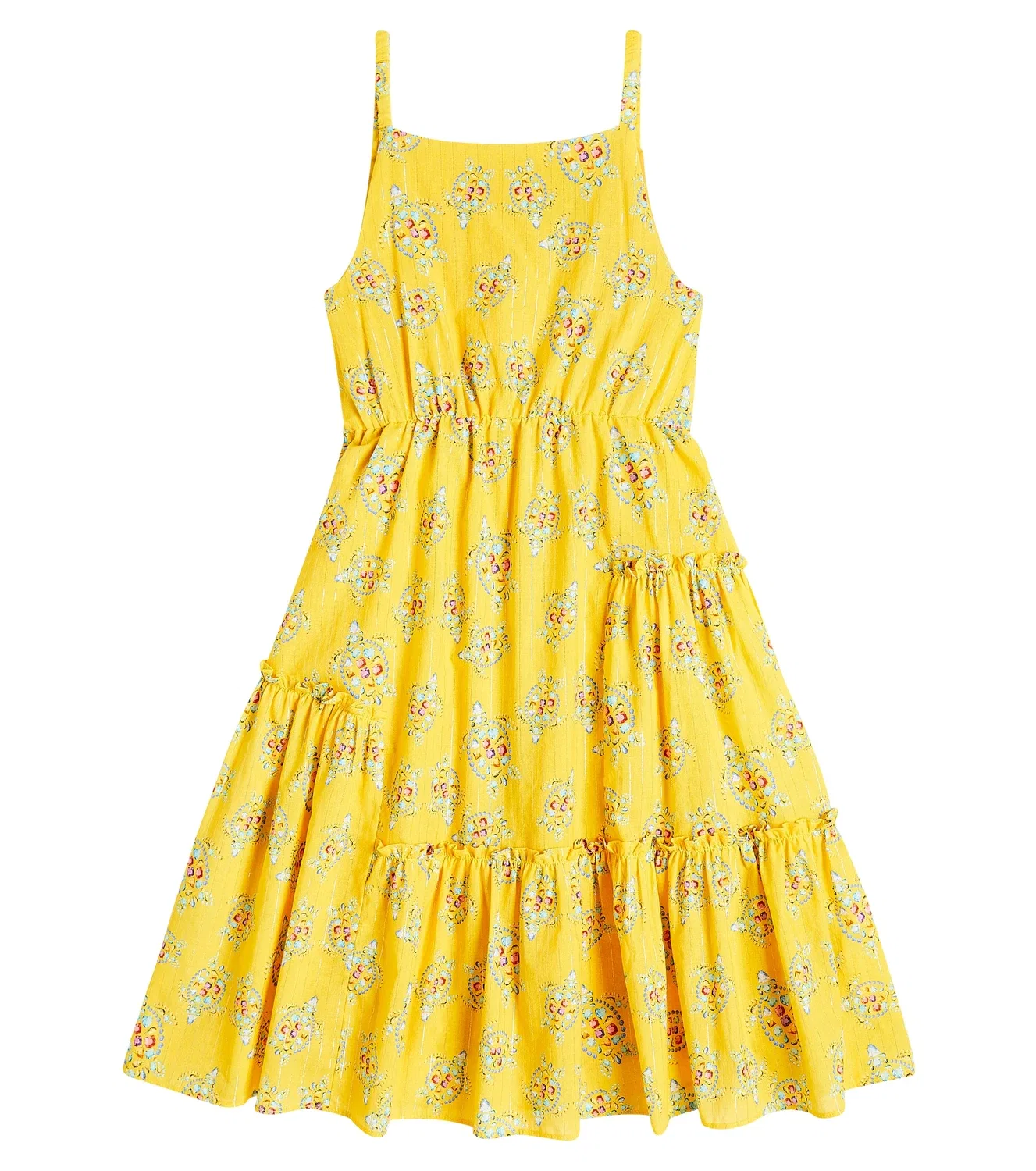 Платье хлопковое с жирафом Vilebrequin Kids, желтый