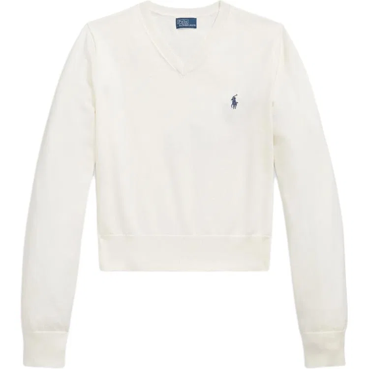 Женский свитер с V-образным вырезом Polo Ralph Lauren, Ivory