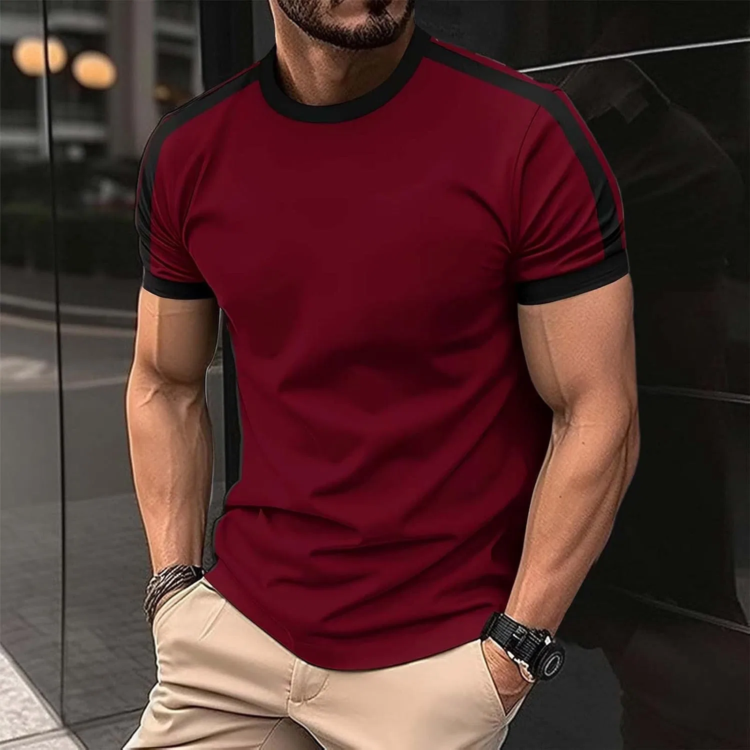 Мужская облегающая футболка Muscle T-Shirts, Red — фото 2