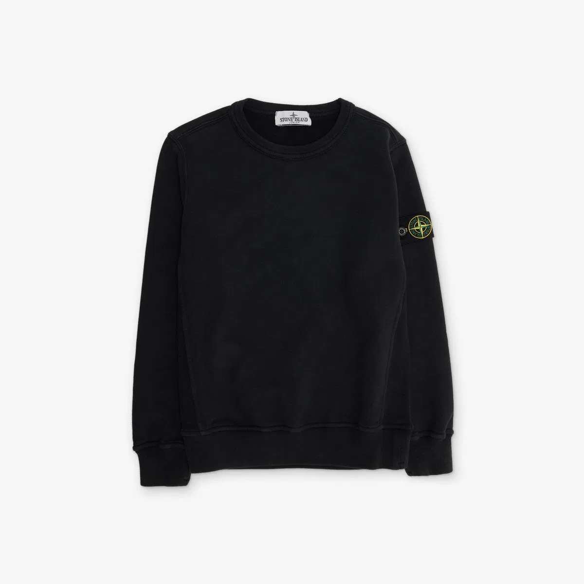 Хлопковая толстовка с круглым вырезом и нашивкой, 4-12 лет Stone Island, черный