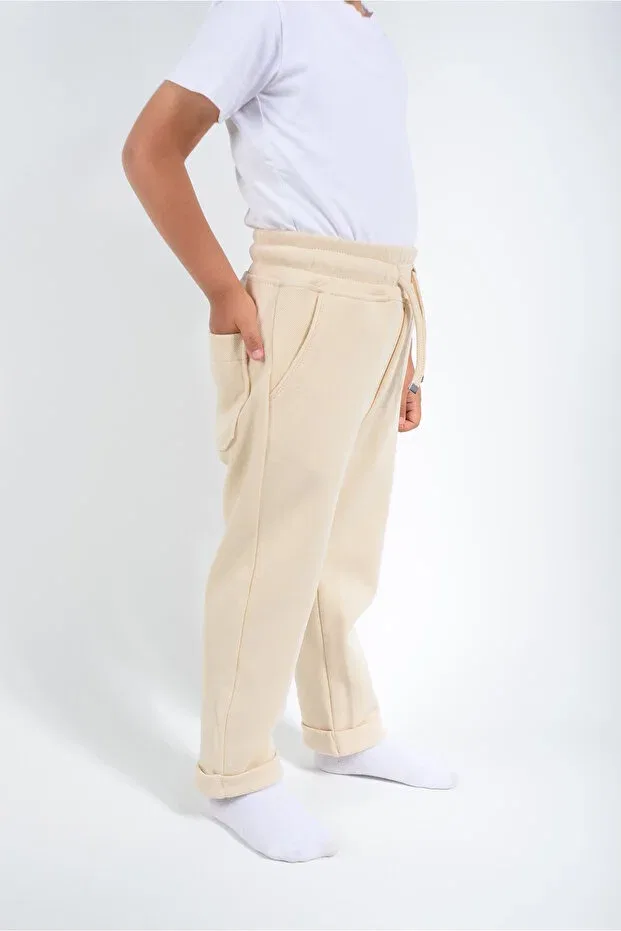 Детские спортивные штаны для мальчиков с карманами Lakos Fabric Kidspitircik, Beige — фото 4