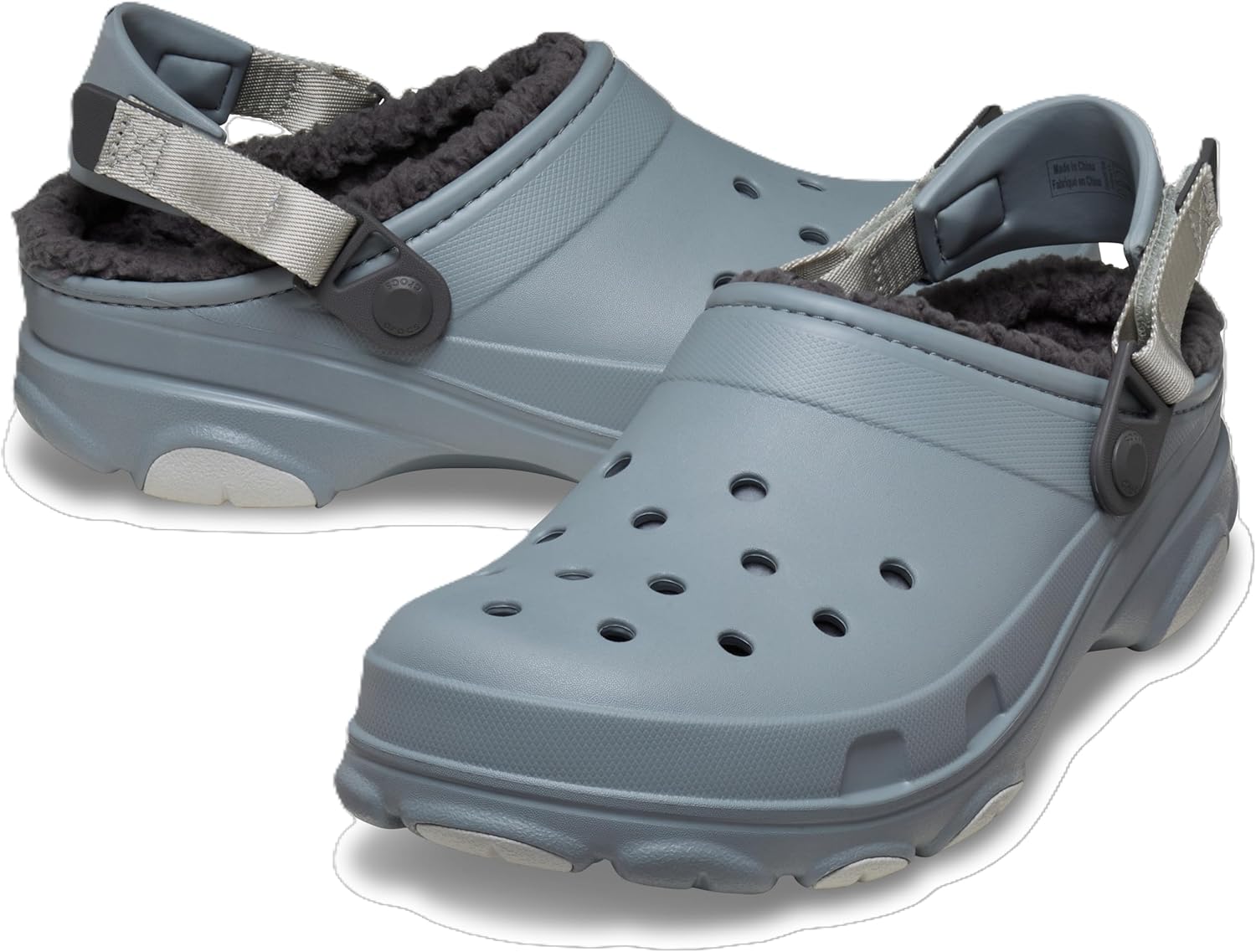 Кроксы для взрослых с подкладкой и регулируемым ремешком на пятке Crocs, Concrete — фото 2