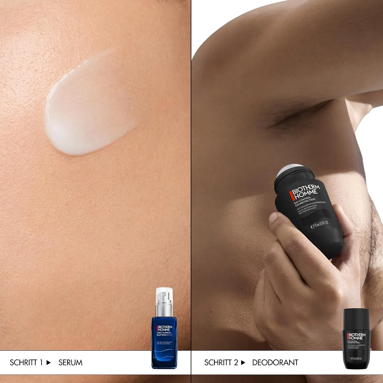 Набор для ухода Biotherm Homme Care с антиперспирантом 75 мл и сывороткой 30 мл, Синий — фото 3
