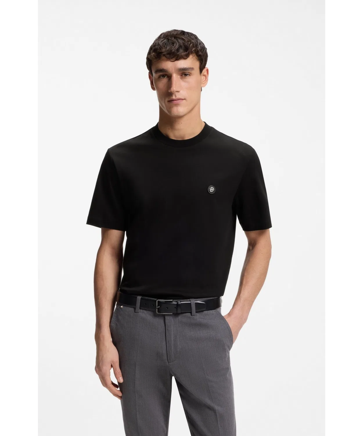 Мужская футболка с длинным рукавомDouble B Monogram BOSS, Black