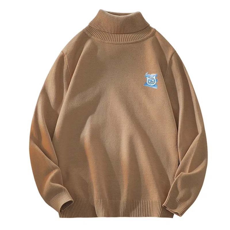 Детский свитер с принтом Turtleneck Regular Edition MINISO, Coffee (B Graffiti Blue Bear Chest Logo)