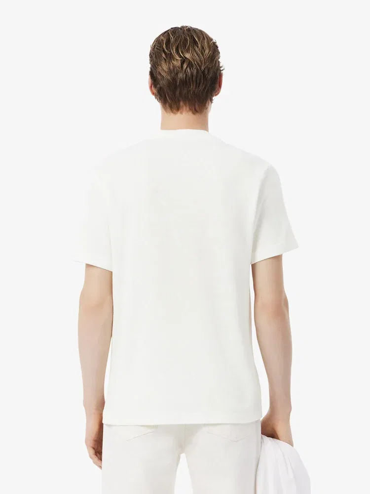 Футболка с коротким рукавом из льняной смеси, модель TH0629 LACOSTE, White — фото 3